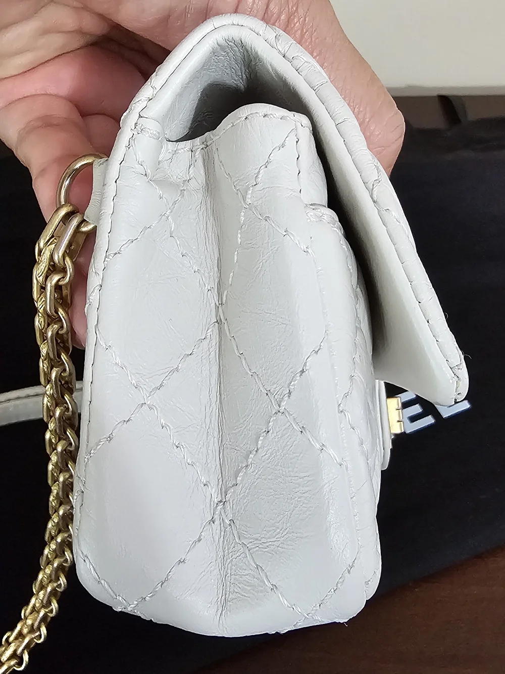 CHANEL Reissue White Quilted Mini Waist Bag with Gold-Tone Turn Lock AUTHENTIC